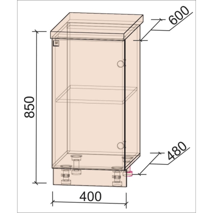Шкаф нижний Деко Soft-touch НШ40р-1дв (Белый)
