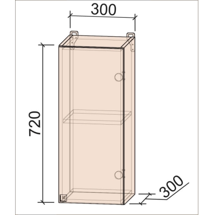 Шкаф верхний Деко Soft-touch ВШ30-720-1дв (Белый)