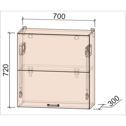 Шкаф верхний Деко Soft-touch ВШ70-720-2дг Hermes (Белый)