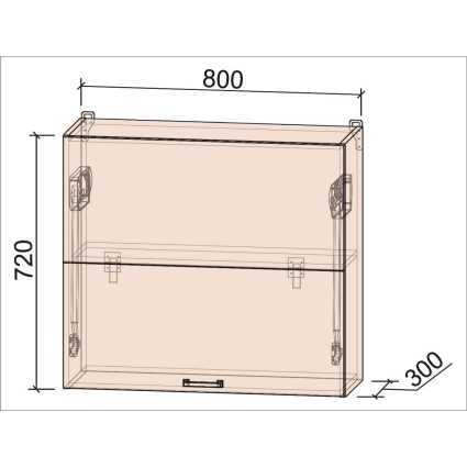 Шкаф верхний Деко Soft-touch ВШ80-720-2дг Hermes (Белый)