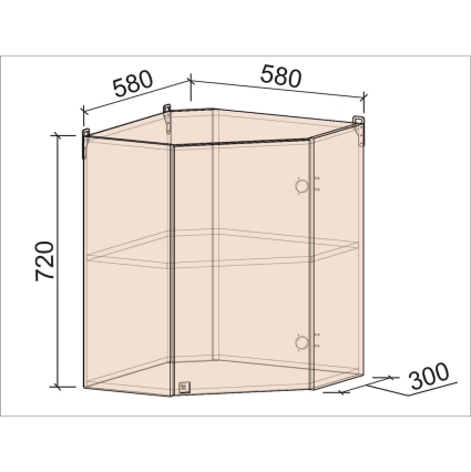 Шкаф верхний угловой Деко Soft-touch ВШУ-720 (Белый)