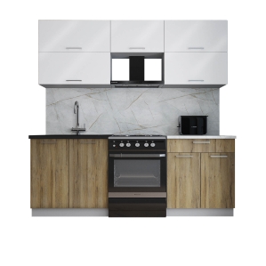 Готовая кухня ГЛОСС 60-21 (Белый глянец/ Дуб Вотан) Готовая кухня ГЛОСС 60-21 (Белый глянец/ Дуб Вотан)