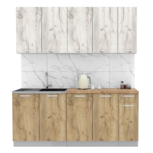 Готовая кухня Лайт 1,9 (Дуб белый/ Дуб золотой)