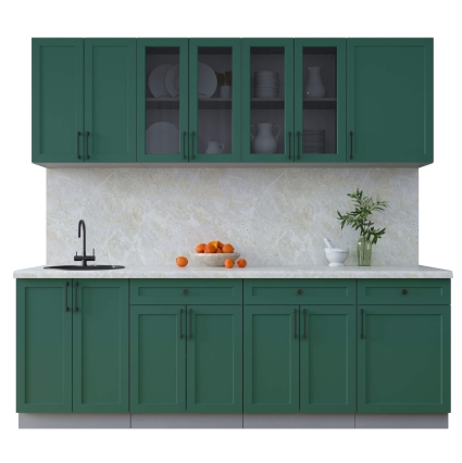 Готовая кухня Тренд Soft-touch 2,3А (Изумруд/ Изумруд)