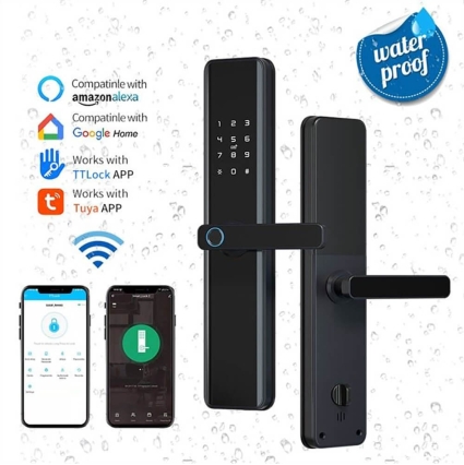 Входная дверь Лагуна Black МТ-1 SMART с умным замком (Муар искра/ ПВХ Дуб Вотан) с вертикальными молдингами, рис. 3